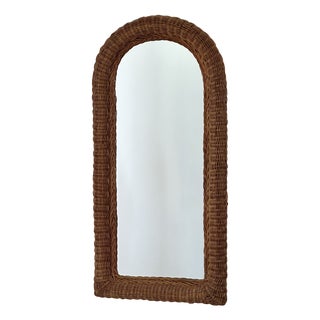 Wicker Wall Mirror, 1970s For Sale