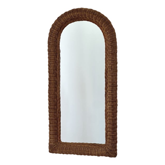 Wicker Wall Mirror, 1970s For Sale