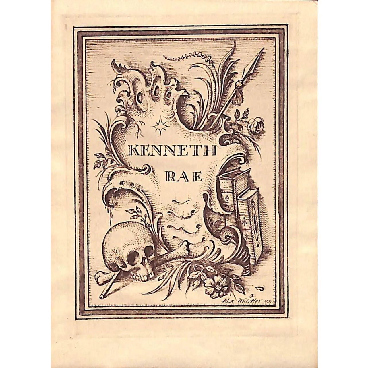 Rex Whistler Designed 1931 Bookplate For Kenneth Rae | Chairish