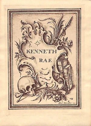 Rex Whistler Designed 1931 Bookplate For Kenneth Rae