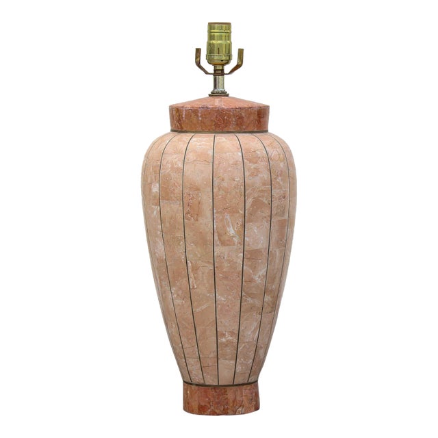 Vintage Tessellated Stone and Brass Table Lamp For Sale