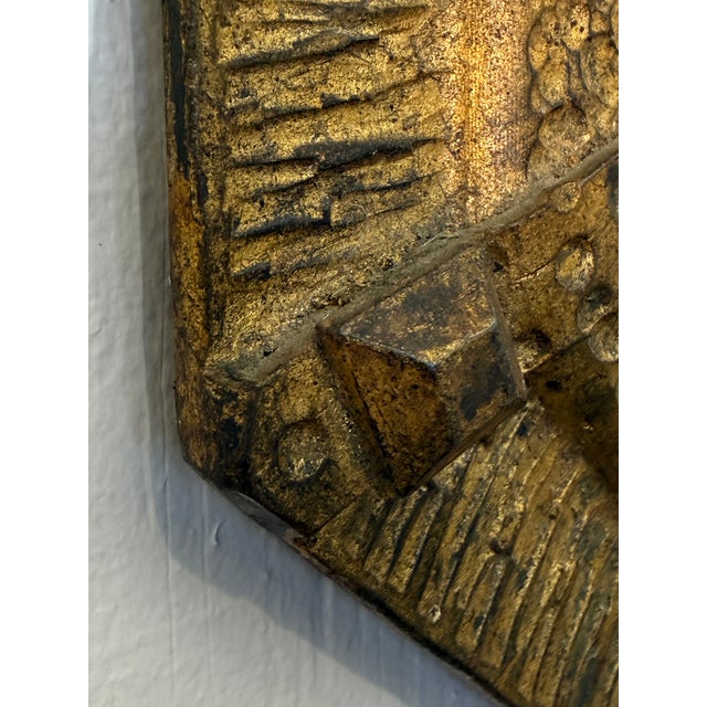 Italian Italian Gilt Iron Octagonal Mirror With Textured Frame, 20th Century For Sale - Image 3 of 7