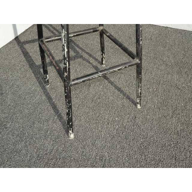 Vintage French Country Farmhouse Chic Rustic Green Stool For Sale - Image 11 of 13