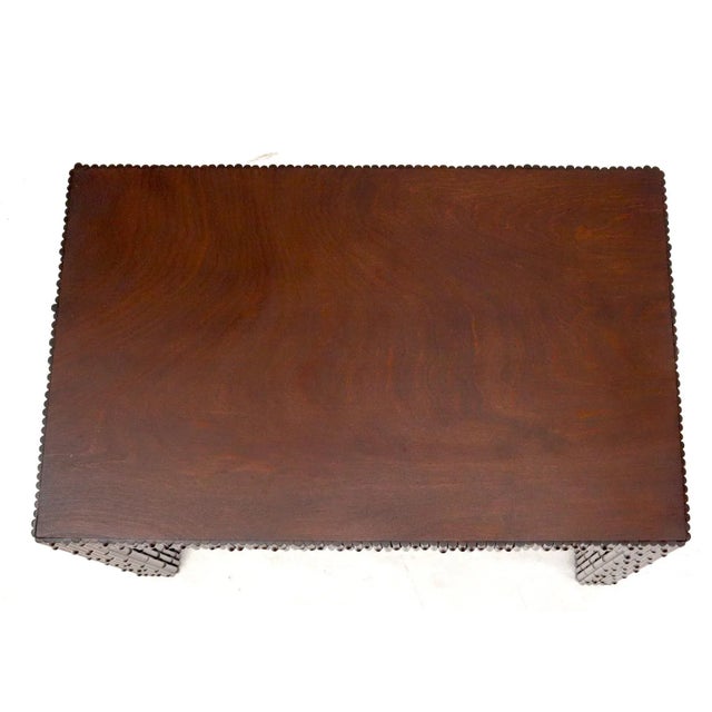 Mid 20th Century Faux Bamboo Rectangle Walnut Finish Side End Coffee Table For Sale - Image 5 of 11