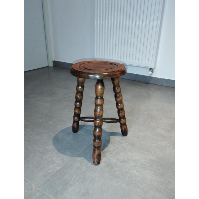 Mid-Century Modern French Tripod Stool in Wood by Charles Dudouyt, 1940s For Sale - Image 17 of 18