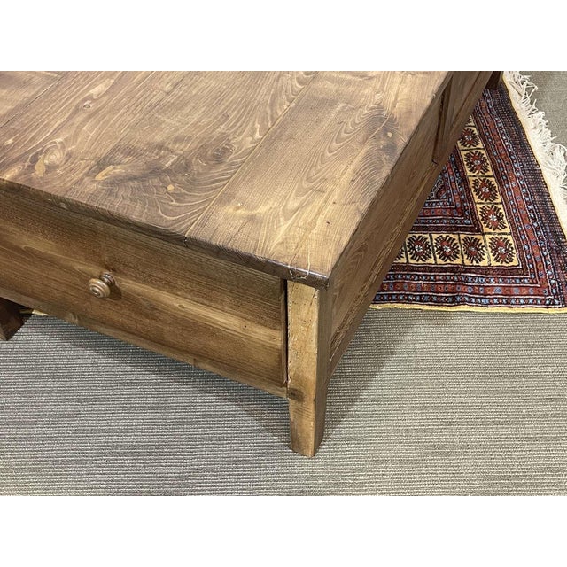 Brown Early 20th Century Chestnut Coffee Table with 2 Drawers For Sale - Image 8 of 18