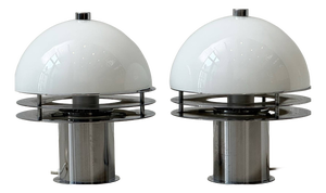 Space Age Table Lamps with Opal Glass Dome and Chrome Rings, 1970s
