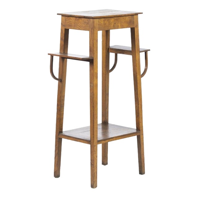 Art Nouveau Column in Chestnut Wood For Sale