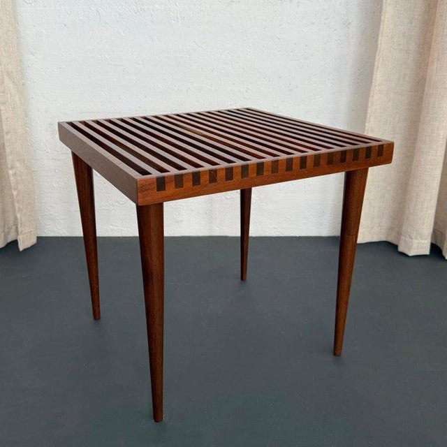 Mel Smilow 1950s Mid-Century Modern Slatted Walnut Side Table by Mel Smilow For Sale - Image 4 of 9
