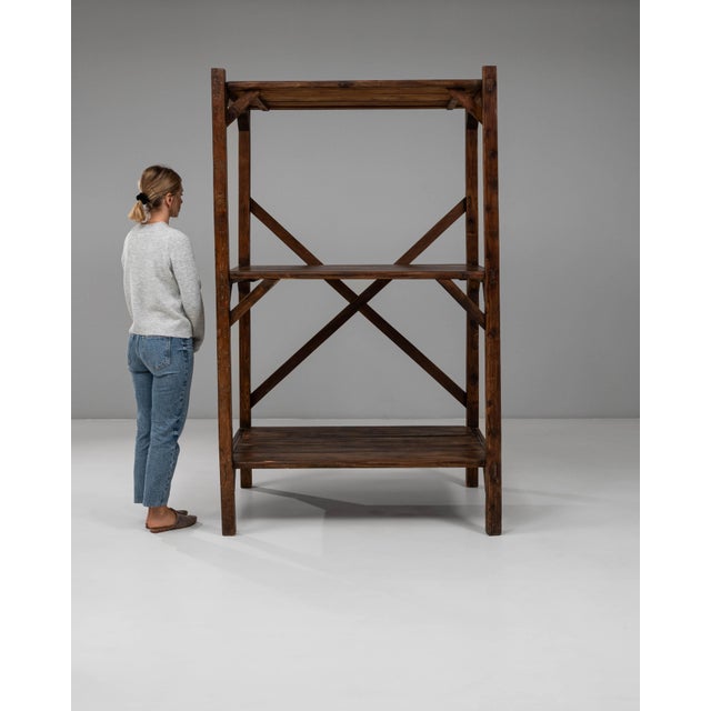 1920s French Wooden X Frame Shelf For Sale - Image 17 of 18