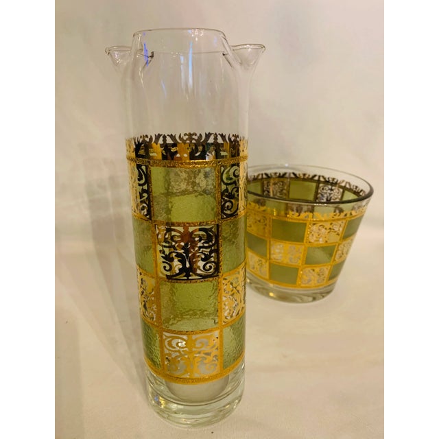 Culver Ltd. Vintage Culver Ltd. Signed Green & Gold “Prado” Martini Pitcher & Ice Bucket Set- 2 Pieces For Sale - Image 4 of 13