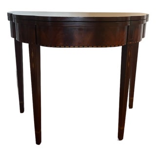 Henkel Harris Federal Style Mahogany Inlaid Flip Top Game Table For Sale