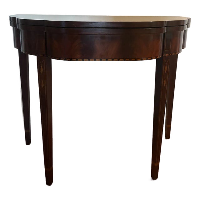 Henkel Harris Federal Style Mahogany Inlaid Flip Top Game Table For Sale