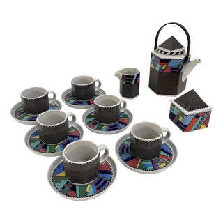 Tea Service Scenario Metropol by Barbara Brenner for Rosenthal, 1990s, Set of 9 For Sale