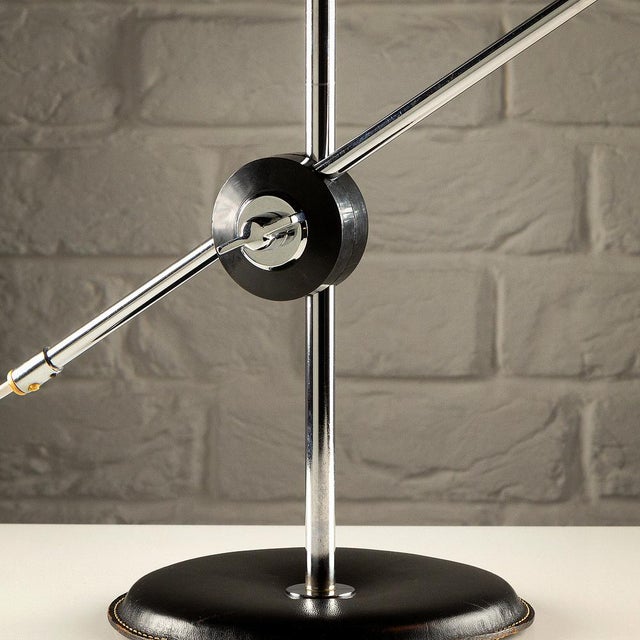 Simris Desk Lamp in Black Leather and Chrome by Anders Pehrson for Ateljé Lyktan, Sweden, 1970s For Sale - Image 11 of 16