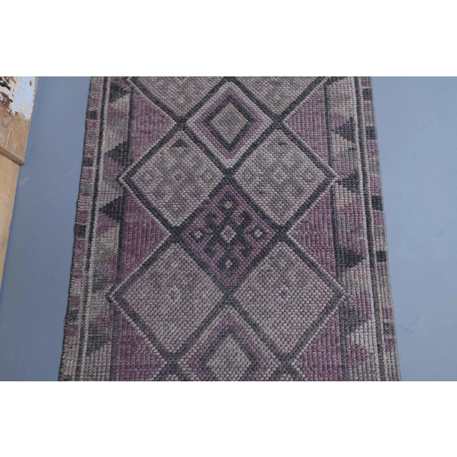 1960s 1960s Purple Lavender Natural Turkish Hand-Knotted Runner Rug For Sale - Image 5 of 9