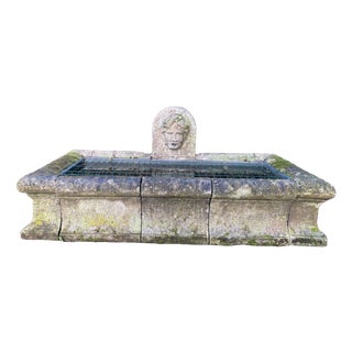 Antique Stone Fountain and Outdoor Basin, 1800s For Sale