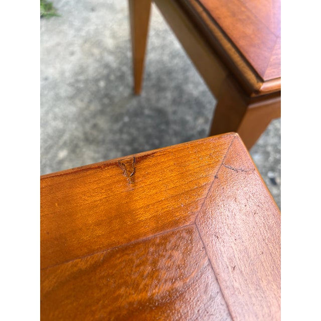 Mid-Century Modern Pair of Square Side Tables With Tapered Legs and Book-Match Tabletop For Sale - Image 12 of 13