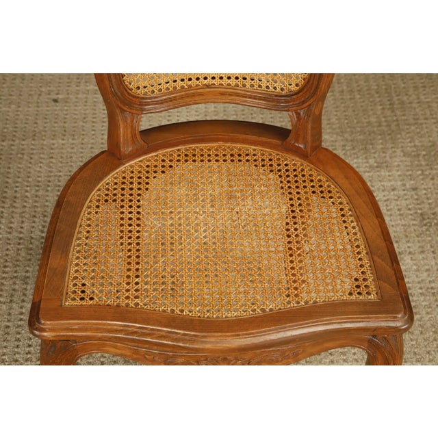 Wood Pair of Antique Louis XV Style Walnut Caned Side Chairs, France, 19th Century For Sale - Image 7 of 18