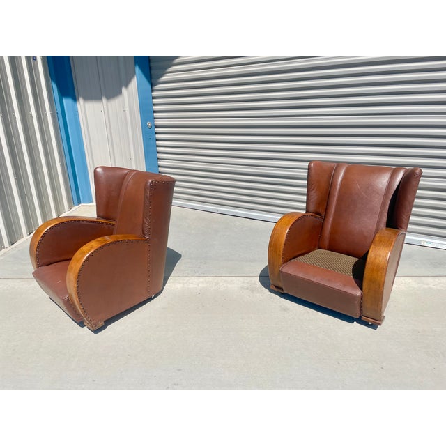 Vintage Art Deco Vinyl Lounge Chairs Set of 2 Chairish