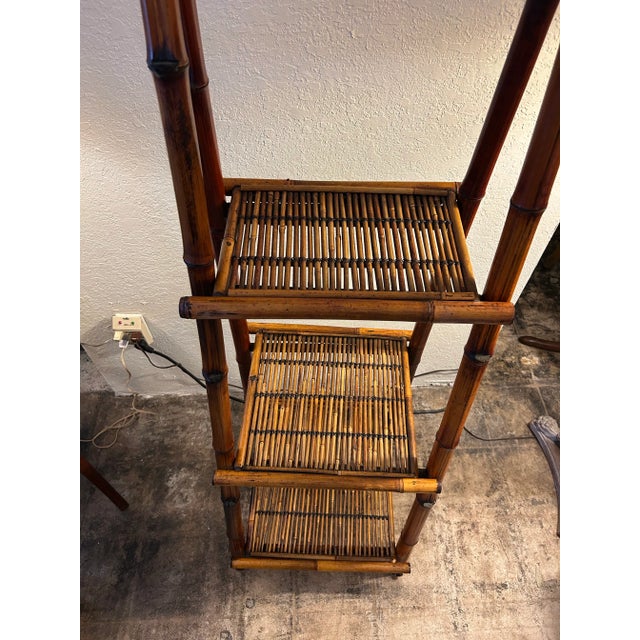 Vintage Bamboo and Rattan Etagere or Shelves. For Sale - Image 4 of 5
