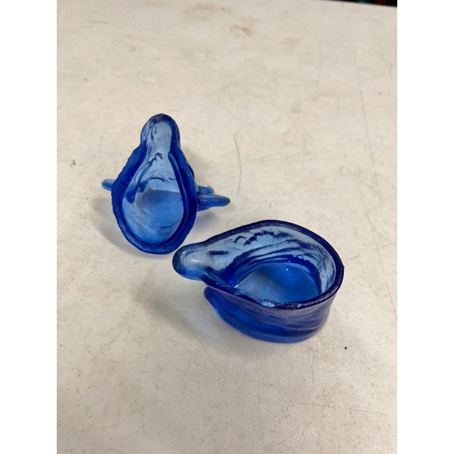 1970s Vintage Blue Glass Bull Lidded Mustard Pot For Sale - Image 5 of 6