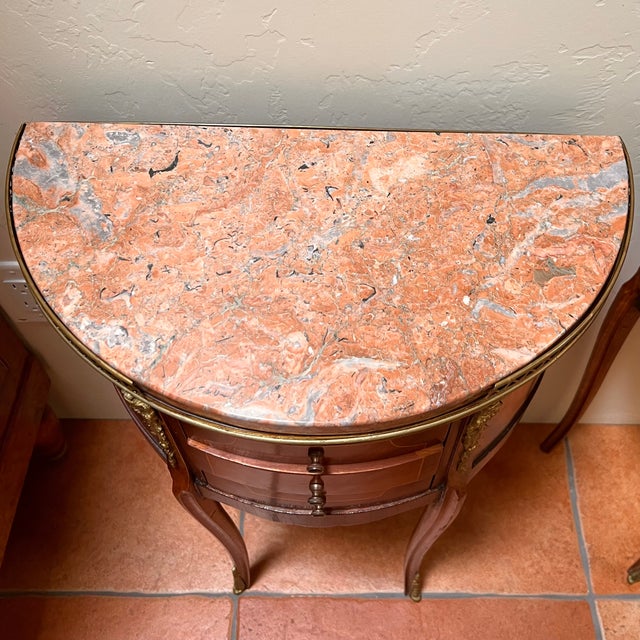 Late 19th Century Two French Nightstands Demilune Half Moon Rococo Period- Louis XV For Sale In Phoenix - Image 6 of 18