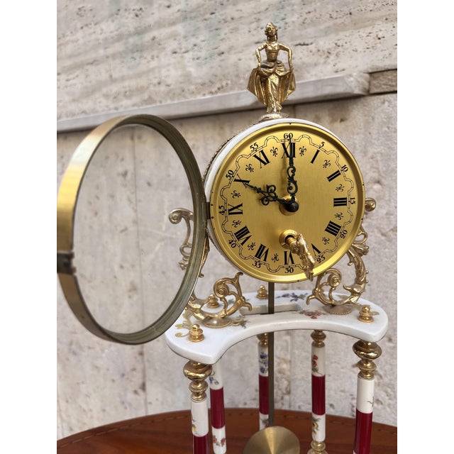Ceramic Regency Hand-Decorated Ceramic Table Clock, 1950s For Sale - Image 7 of 10