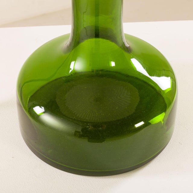 Glass Deep Green Lamp from Holmegaard with Shade from Le Klint, 1960s For Sale - Image 7 of 9