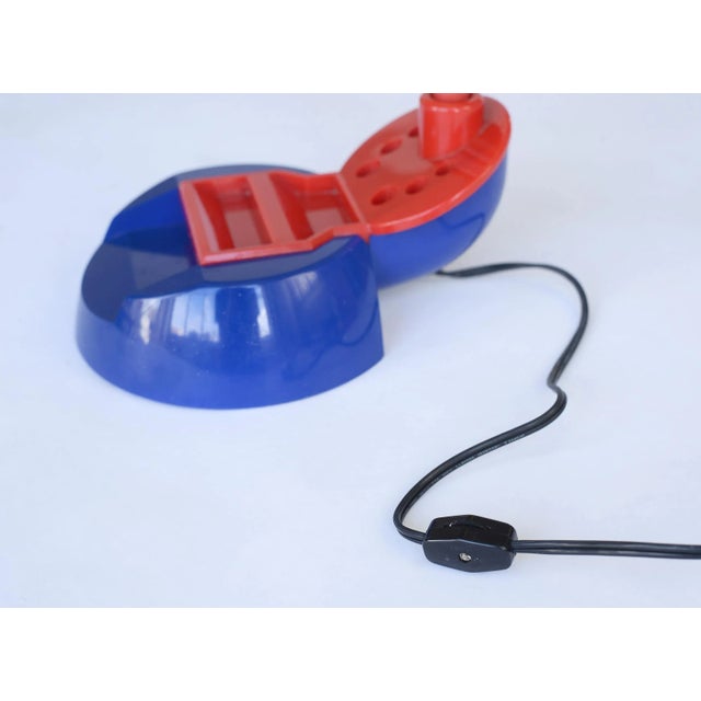Blue Vintage 1980s Postmodern Memphis Style Tricolor Plastic Desk Lamp For Sale - Image 8 of 12
