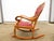 Antique Carved Oak Green Man Rocking Chair in Red Tufted Leather ~ Northwind Face For Sale - Image 14 of 17