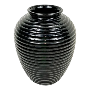 Vintage Black Milk Glass Beehive Style Vase