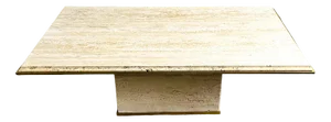 Vintage Travertine Coffee Table with Brass Rim, France, 1980s
