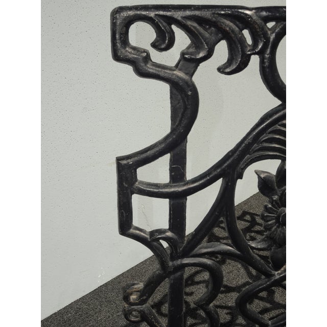 Vintage Spanish Style Cast Iron Three Panel Ornate Black Fireplace Screen For Sale - Image 9 of 18