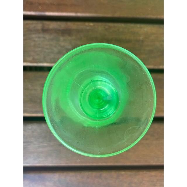 1930s Art Deco Green Pressed Uranium Vaseline Glass Goblets - Set of 6 For Sale - Image 4 of 5