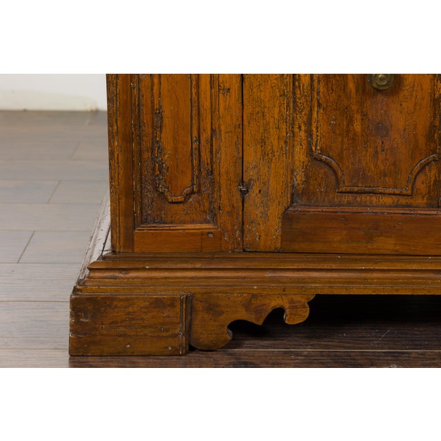 Italian Italian 18th Century Walnut Credenza with Four Drawers, Two Doors, Bracket Feet For Sale - Image 3 of 12