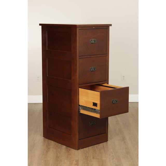 1990s Stickley Mission Collection Oak Four Drawer File Cabinet For Sale - Image 5 of 12