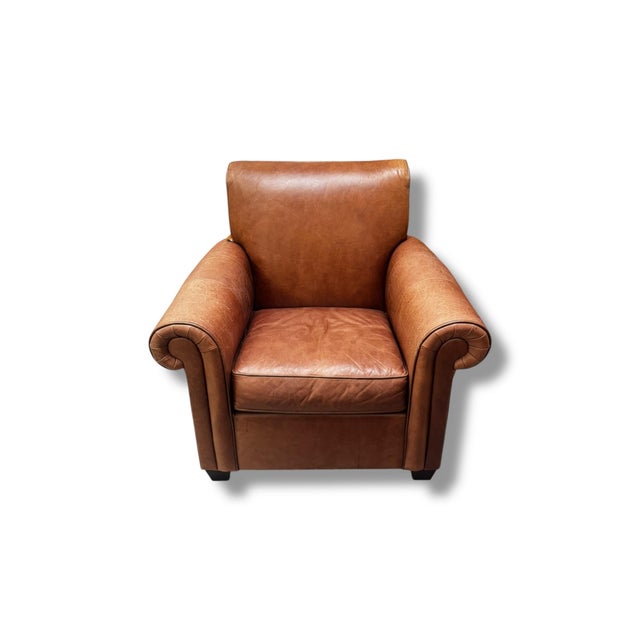 Modern Bernhardt Leather Chair & Ottoman For Sale - Image 3 of 8