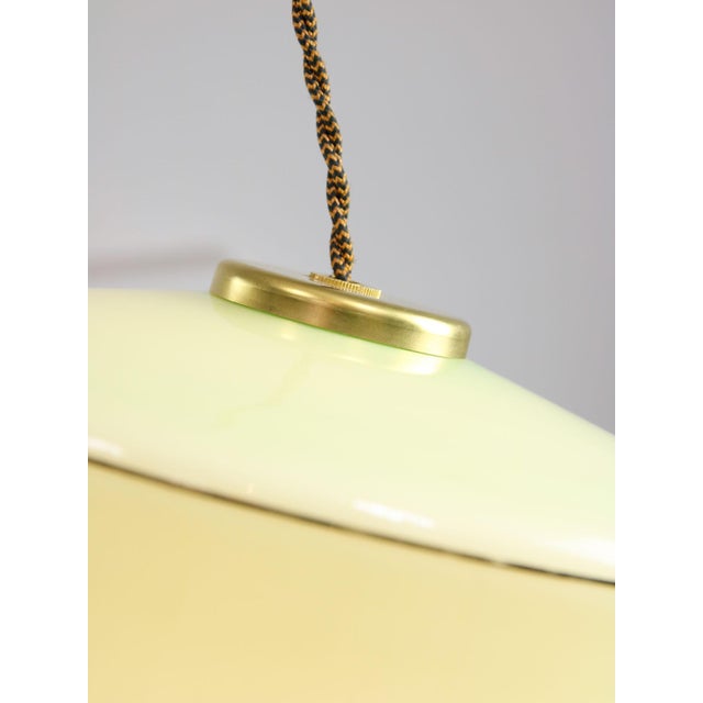 Mid-Century Modern Italian Brass and Green Glass Pendant Lamp For Sale - Image 12 of 18