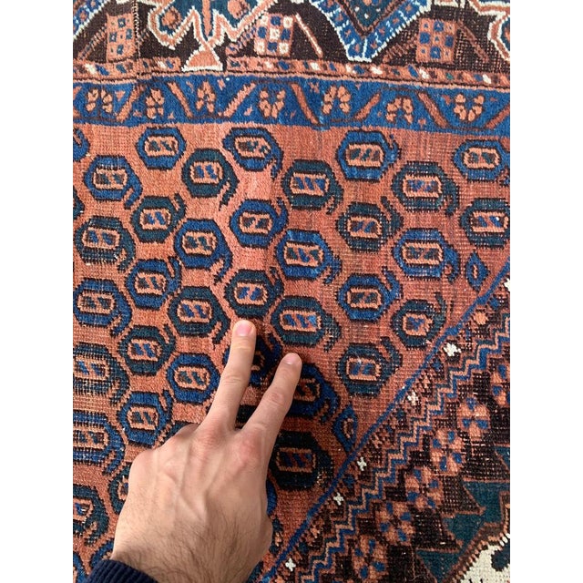 Square Antique Village Tribal Rug Mallard Greens, Terracotta 5.2 x 6.3 For Sale - Image 4 of 9