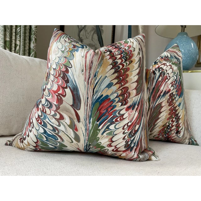 Lee Jofa Taplow in Spice and Leaf Pillows - a Pair For Sale - Image 4 of 5