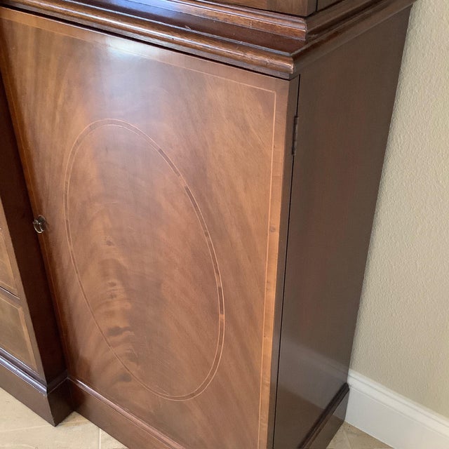 Red Vintage Baker Furniture Georgian Secretary/China Cabinet For Sale - Image 8 of 18