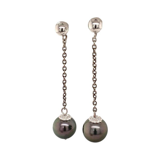 Tahitian Pearl Earrings 14k White Gold Certified For Sale In New York - Image 6 of 15