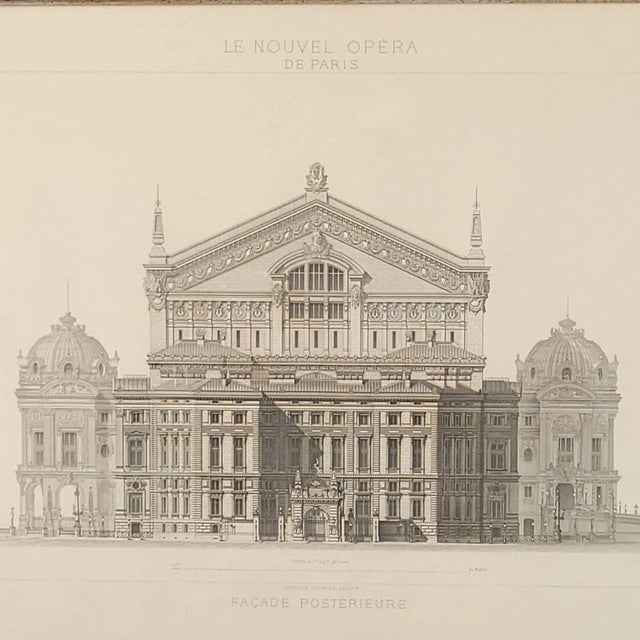 Engraving of "Le Nouvel Opera de Paris Façade Posterieure", France, 19th century.