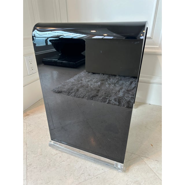 Charles Hollis Jones Vintage 1980’s Black Acrylic Stool /Bench For Sale - Image 4 of 12