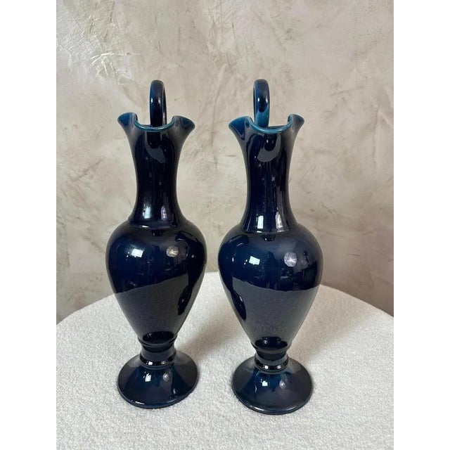Blue Ceramic Ewers, 1960s, Set of 2 For Sale - Image 10 of 12