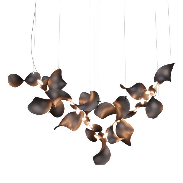 Dune 20 Cluster Chandelier with Shades in Dark Bronze Metallic Tone by Daniel Becker for Moss Objects For Sale