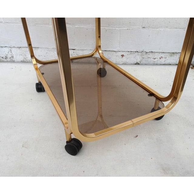 Vintage Gilded Aluminium Kaymet Bar Cart Trolley, 1970s For Sale - Image 9 of 13