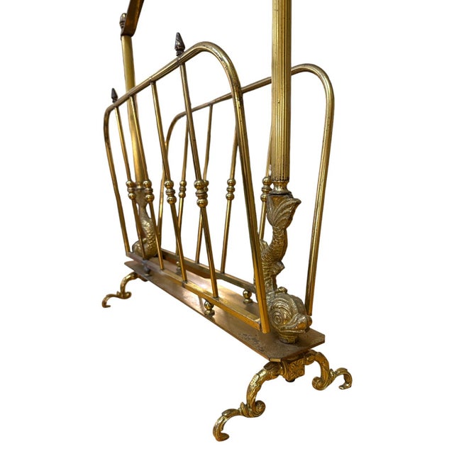 Neoclassical Brass Magazine Rack, Attributed to Maison Jansen, C. 1940 For Sale - Image 4 of 10