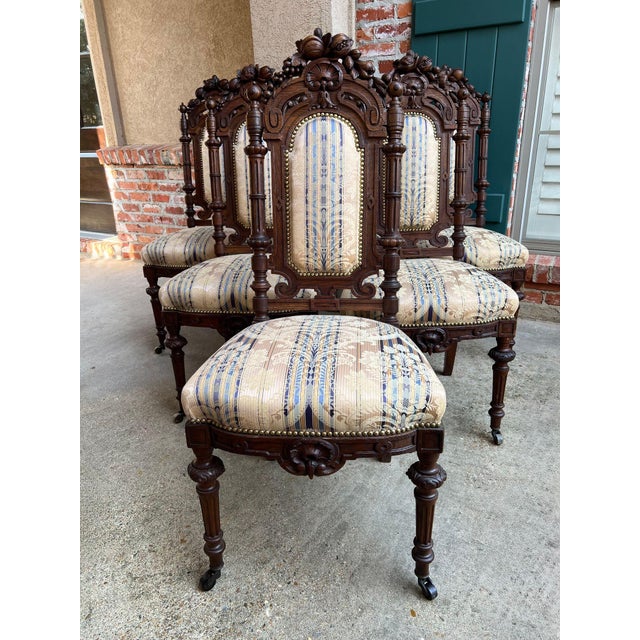 Set 6 Antique French Dining Chairs Renaissance Carved Oak Black Forest C1880 For Sale - Image 13 of 18